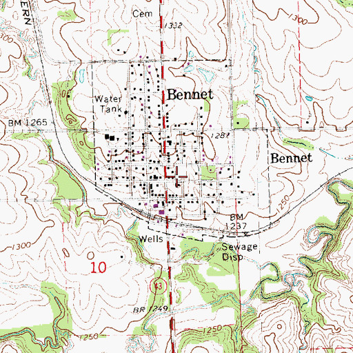 Topographic Map of Bennet Fire and Rescue, NE