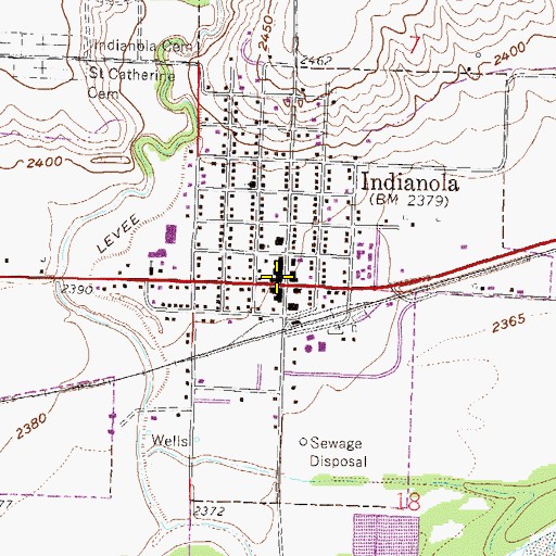 Topographic Map of Indianola Volunteer Fire Department, NE