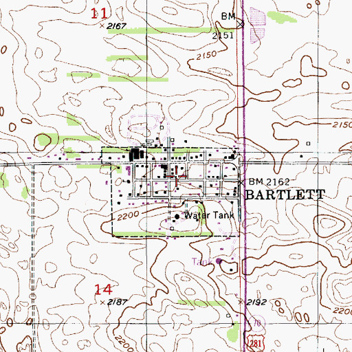 Topographic Map of Bartlett Volunteer Fire Department, NE