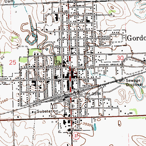 Topographic Map of Gordon Fire Department and Rescue Squad, NE