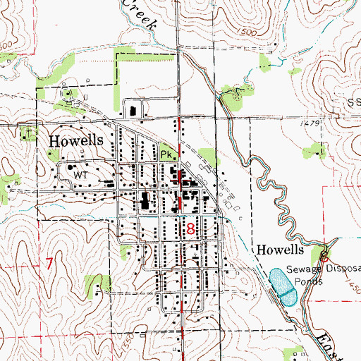 Topographic Map of Howells Volunteer Fire Department, NE