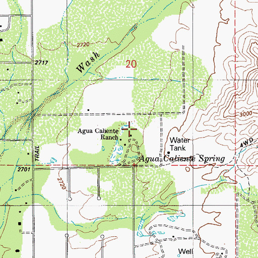Topographic Map of Agua Caliente Ranch (historical), AZ