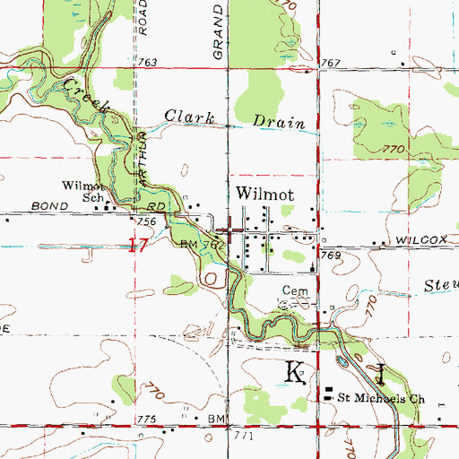 Topographic Map of Wilmont Station (historical), MI