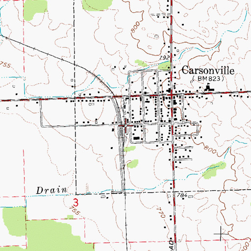 Topographic Map of Carsonville Station, MI