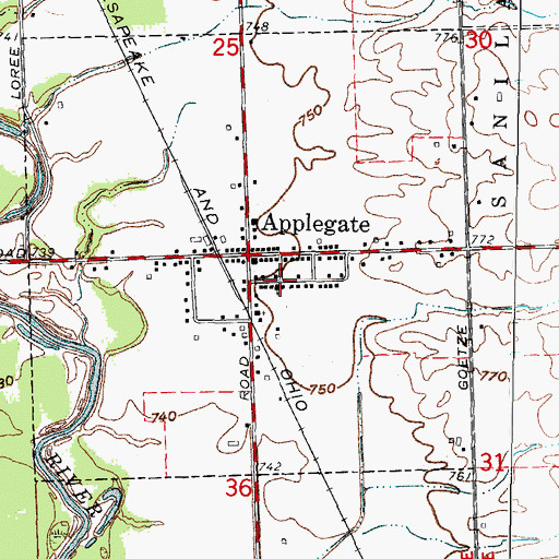 Topographic Map of Applegate United Methodist Church, MI