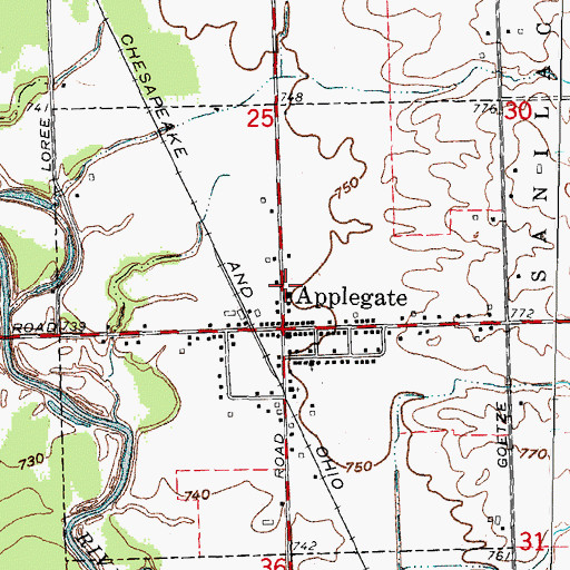 Topographic Map of Applegate Post Office, MI