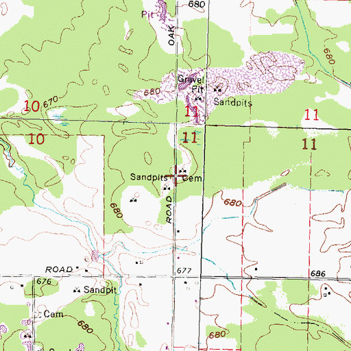 Topographic Map of Kilbourn Cemetery, MI