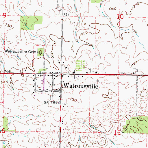 Topographic Map of Watrousville United Methodist Church Historical Marker, MI