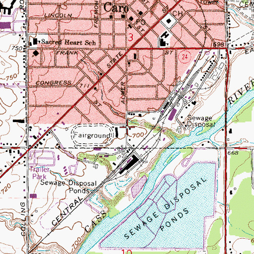 Topographic Map of Tuscola County Fair Historical Marker, MI