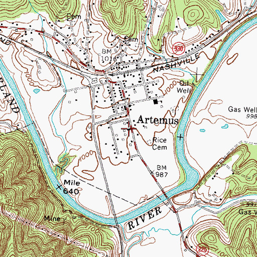 Topographic Map of Artemus Post Office, KY