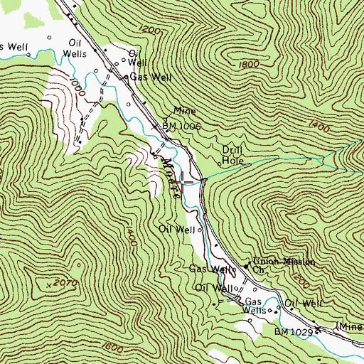 Topographic Map of Simmons Branch, KY