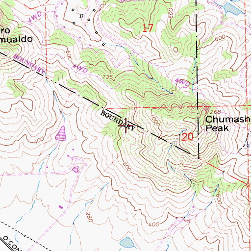 Topographic Map of Chumash Peak, CA