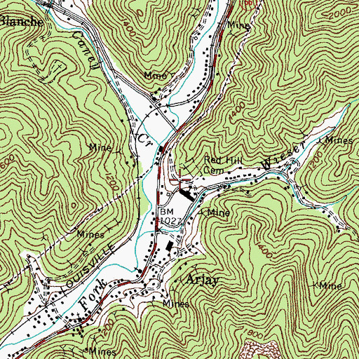 Topographic Map of Arjay Mine (historical), KY