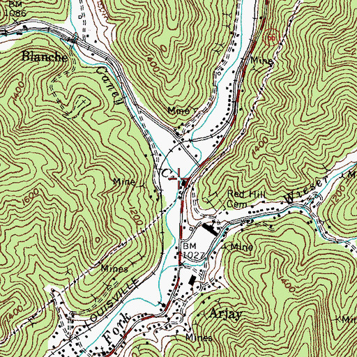 Topographic Map of Glendon Mine (historical), KY