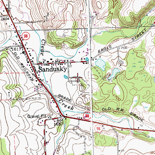 Topographic Map of Sandusky Cemetery, NY