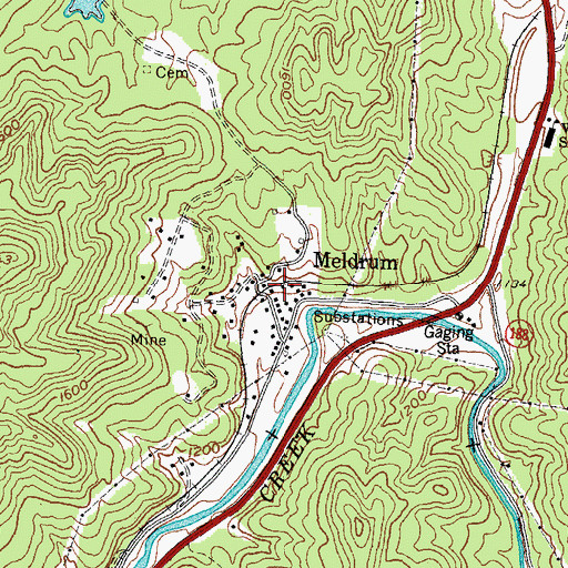 Topographic Map of Meldrum Railroad Station (historical), KY