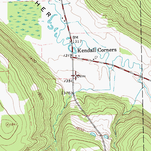 Topographic Map of Kendall Flats Cemetery, NY