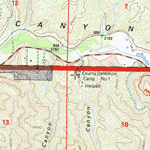 Topographic Map of County Detention Camp Number One, CA
