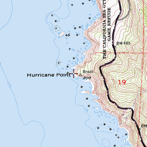 Topographic Map of Hurricane Point, CA