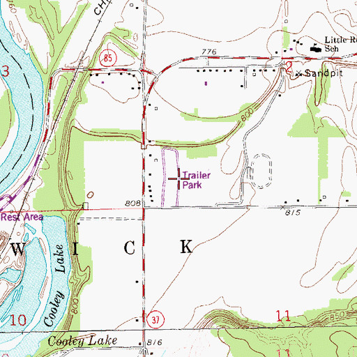 Topographic Map of Pine Edge Mobile Home Park, WI