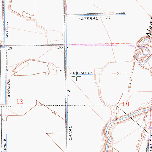 Topographic Map of Lateral Thirteen, CA