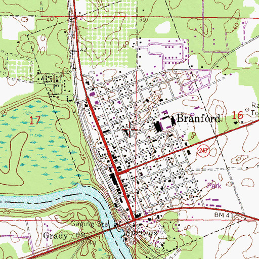 Topographic Map of Branford United Methodist Church, FL