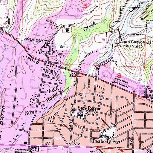 Topographic Map of Lauro Canyon, CA