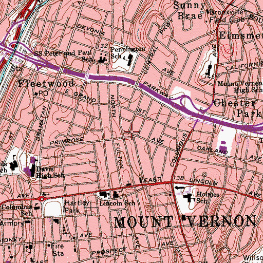 Topographic Map of Villa Park, NY