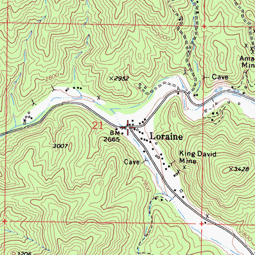 Topographic Map of Loraine, CA