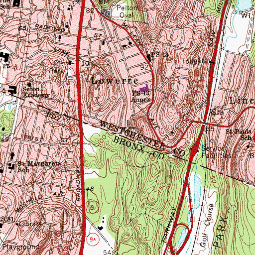 Topographic Map of Caryl Avenue Park, NY