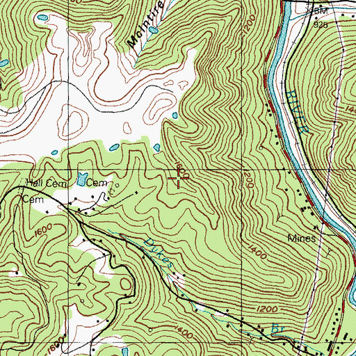 Topographic Map of Halls Mountain, KY