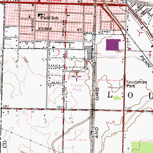 Topographic Map of Pelton Mobile Home Park, OH