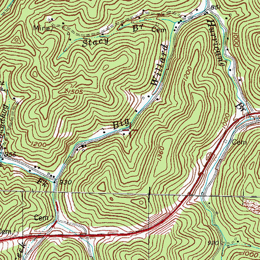 Topographic Map of Briar Fork School, KY