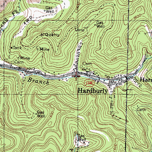 Topographic Map of Ground Hog Branch, KY