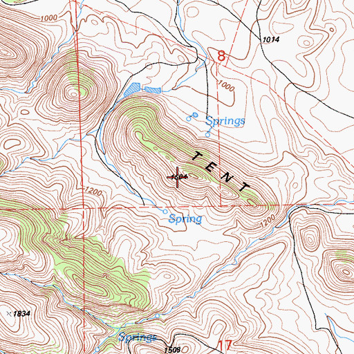 Topographic Map of Tent Hills, CA