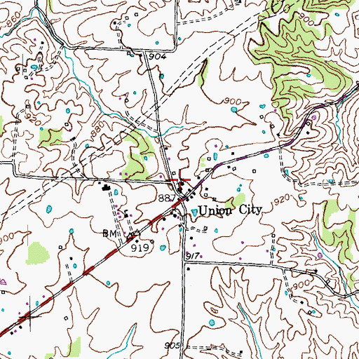 Topographic Map of Union City School (historical), KY