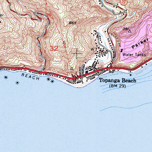 Topographic Map of Topanga Canyon, CA