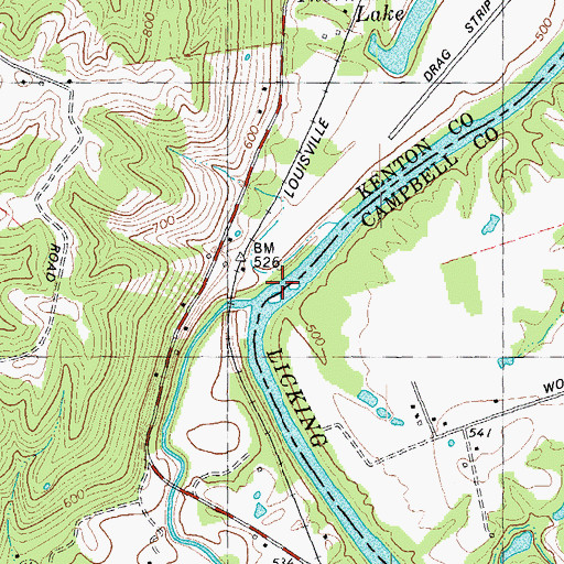 Topographic Map of Bryants Ford (historical), KY