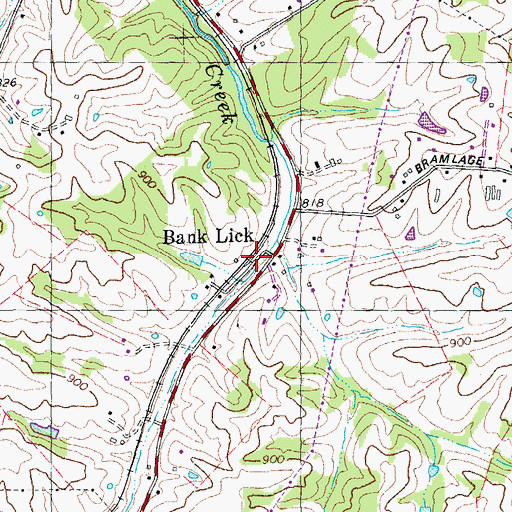 Topographic Map of Bank Lick Post Office (historical), KY