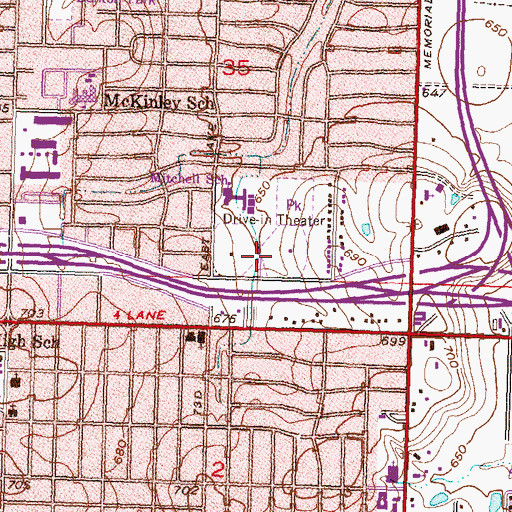 Topographic Map of Admiral Drive-In, OK