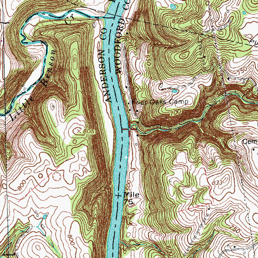 Topographic Map of Watts Bar, KY