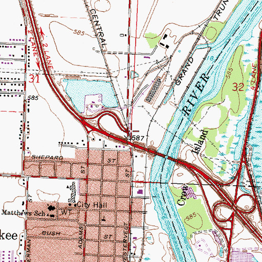 Topographic Map of Zilwaukee Station, MI