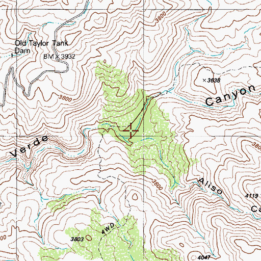Topographic Map of Aliso Canyon, AZ