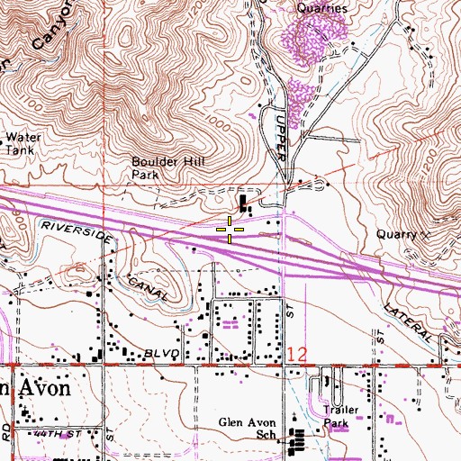 Topographic Map of West Riverside Lateral Number Three, CA