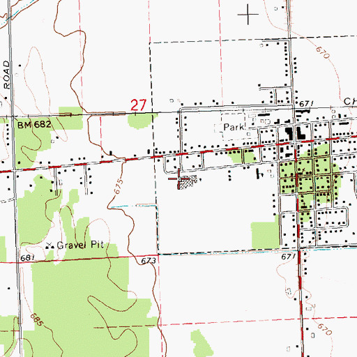 Topographic Map of Merrill Middle School, MI
