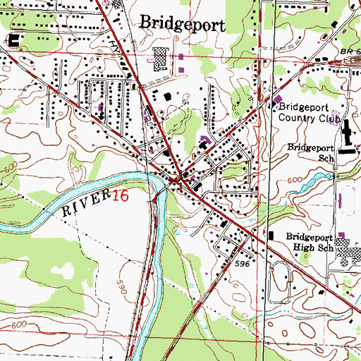 Topographic Map of Bridgeport Post Office, MI