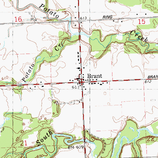 Topographic Map of Brant Post Office, MI