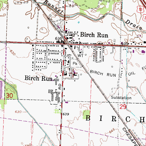 Topographic Map of Birch Run United Methodist Church, MI