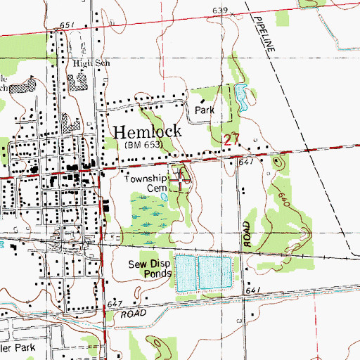 Topographic Map of Richland Township Cemetery, MI