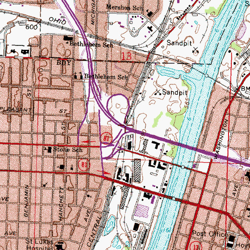 Topographic Map of Interchange 3, MI